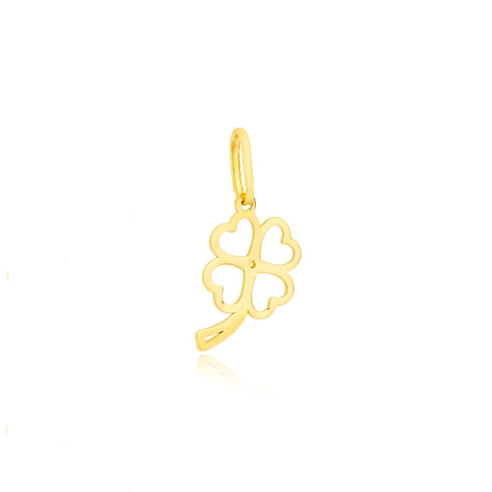 Pingente trevo da sorte de ouro 18k delicado