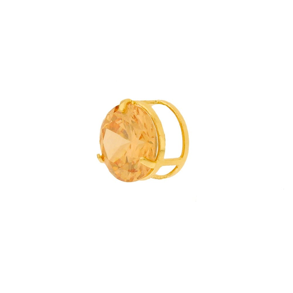 Pingente de ouro 18k ponto de luz zircônia citrino