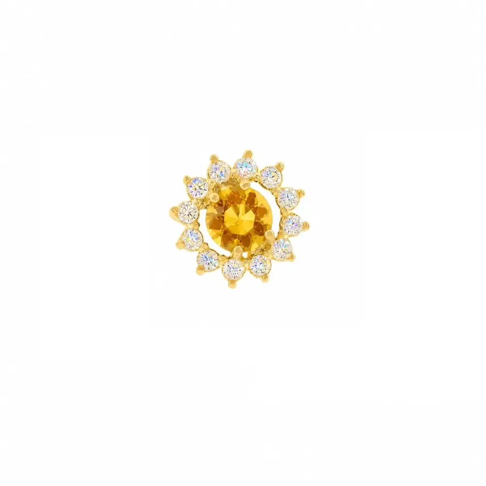 Pingente de ouro 18k Moissanite e Citrino Por do Sol