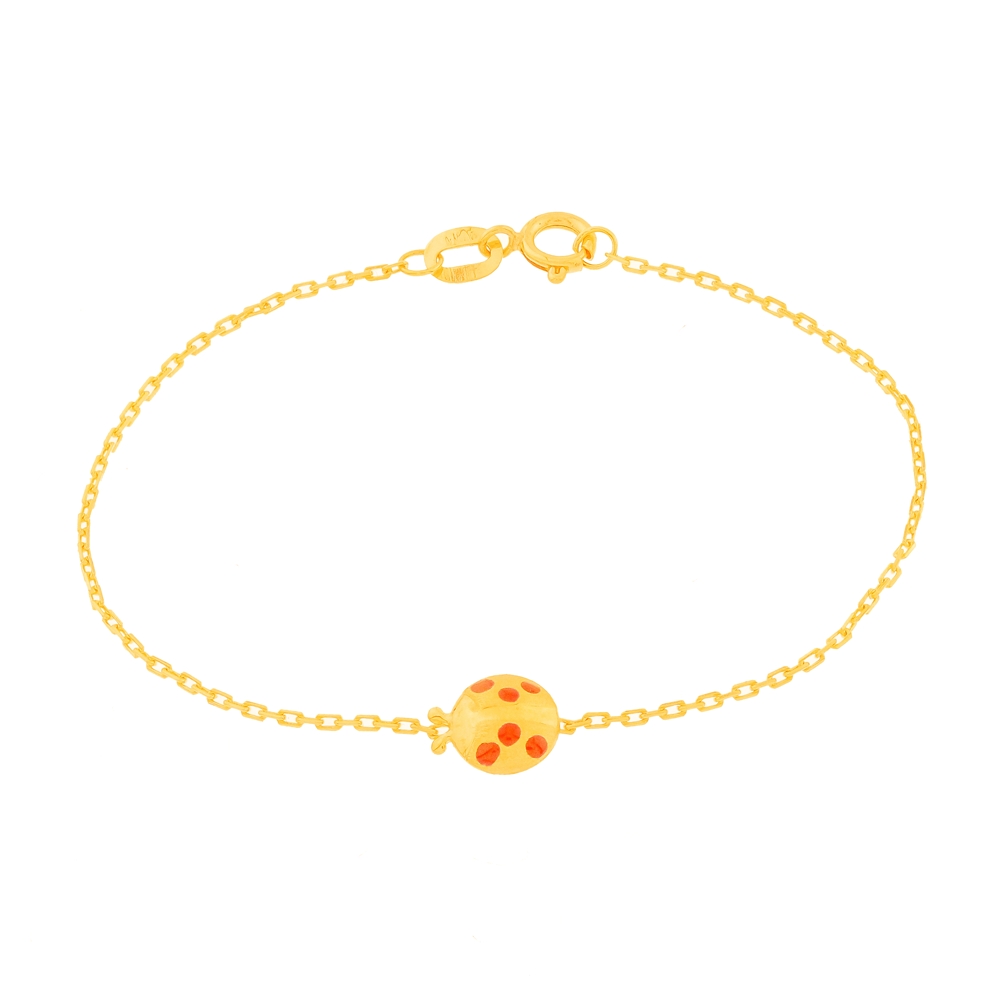 Pulseira de ouro infantil 18k joaninhas