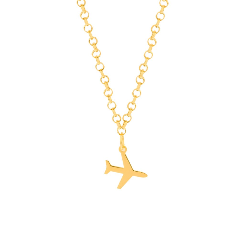 Pulseira feminina de ouro 18k com pingente avião