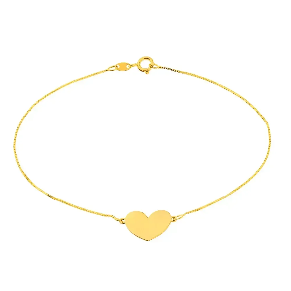 Pulseira De Ouro 18k Com Pingente De Coracao 