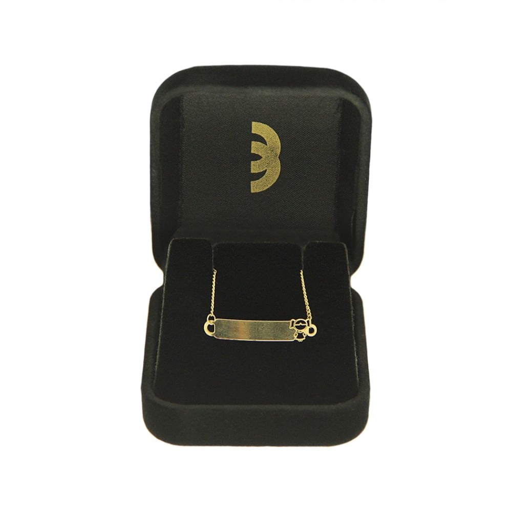 Pulseira de ouro infantil com placa filha / menina