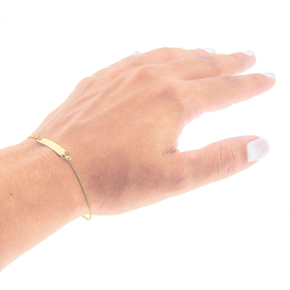 Pulseira de ouro infantil com placa filha / menina