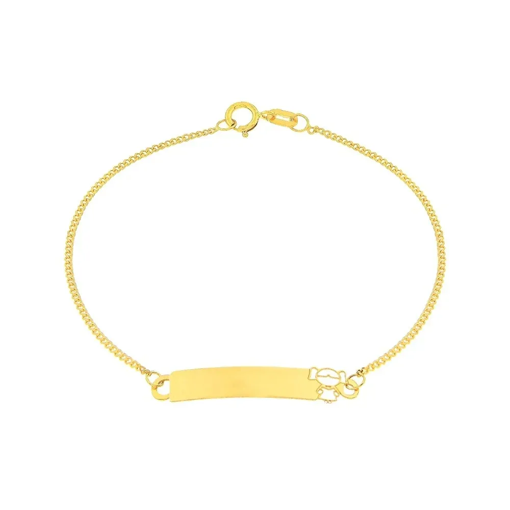 Pulseira de ouro infantil com placa filha / menina
