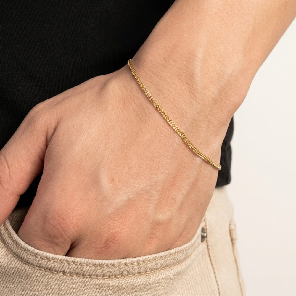 Pulseira De Ouro Masculina - Feminina Grumet P1409