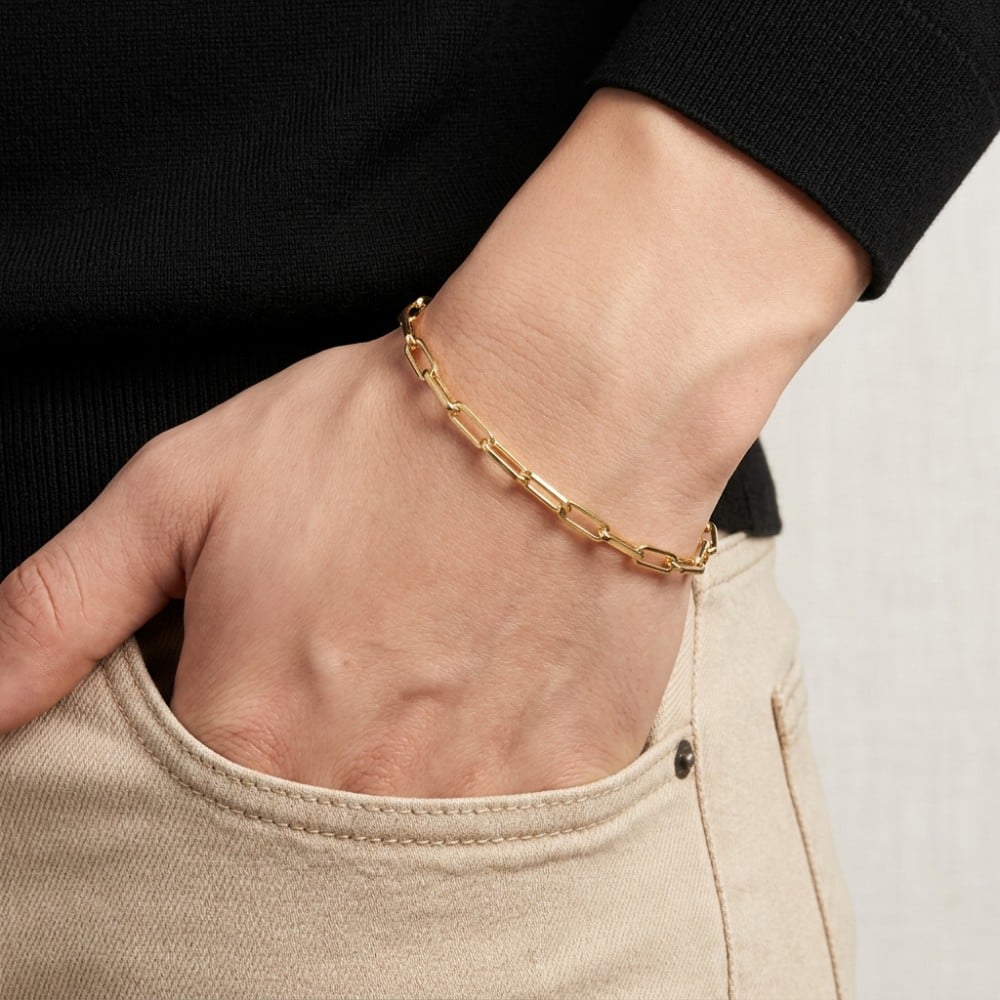 Pulseira masculina cartier de ouro 18k 21cm 2