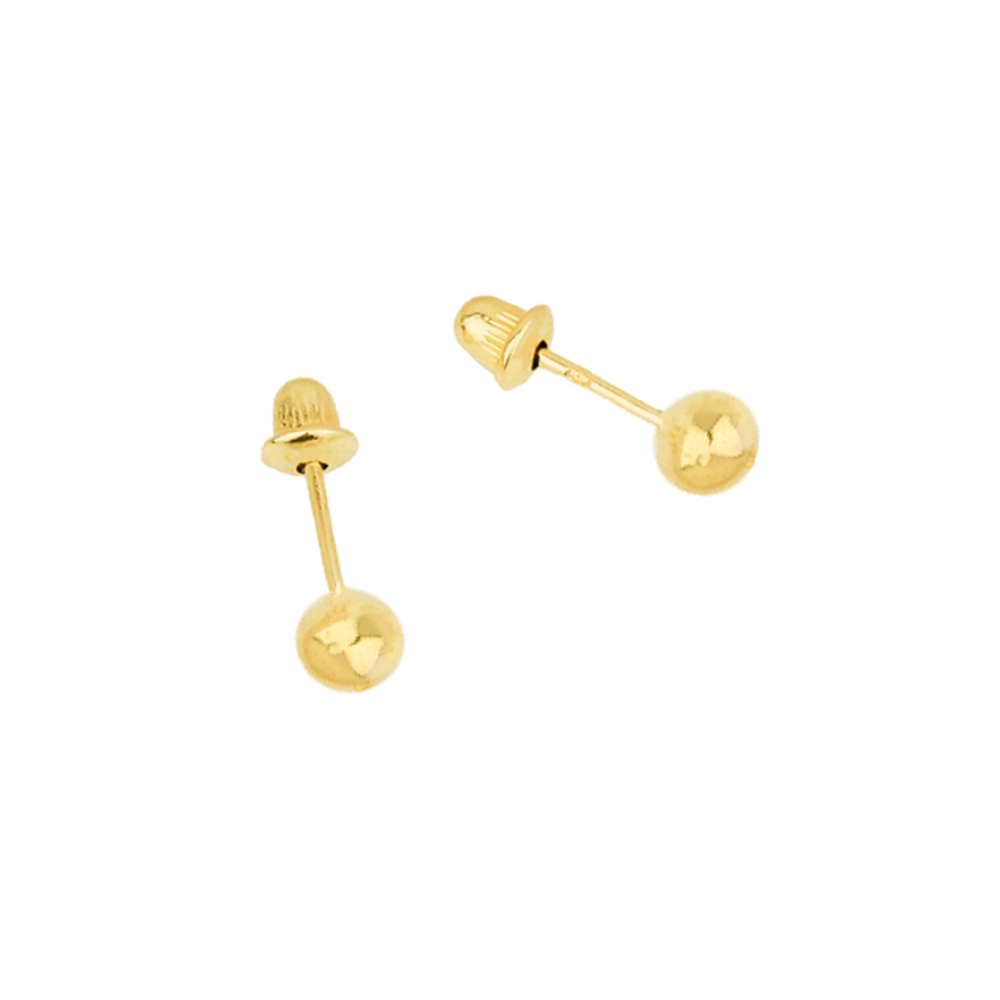 Pulseira De Ouro 18k Bolinha Infantil E Brinco 3mm
