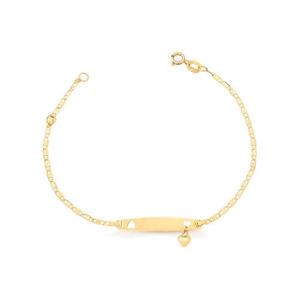 Pulseira infantil de ouro 18k plaquinha piastrine