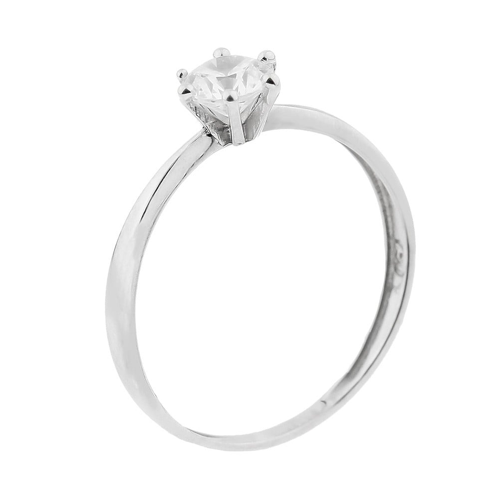 Anel de noivado solitário ouro 18k branco pedra 5mm