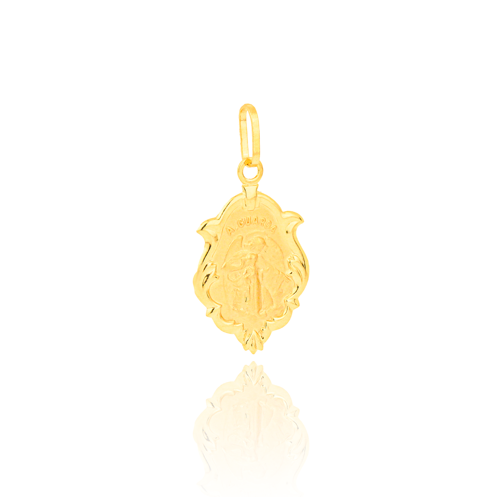 Pingente de ouro 18k medalhinha anjo da guarda
