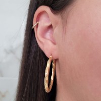 Brinco argola de ouro 18k redonda torcida 38mm ella
