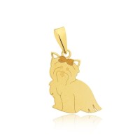 Pingente de ouro 18k raça shitzu com lacinho