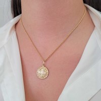 Pingente Medalha de São Bento ouro 18k G