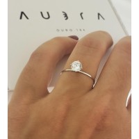 Anel de noivado solitário ouro branco 18k 6mm