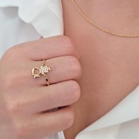 Anel filha menina de ouro 18k articulado