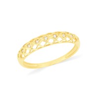 Meia aliança de ouro 18k vazada cravejada vision