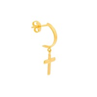 Brinco masculino argola com cruz ouro 18k 