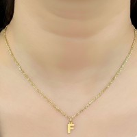 Pingente letra F de ouro 18k no corpo