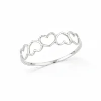 Anel de ouro branco 18k coração delicado fino