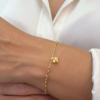 Pulseira de ouro feminina com pingente coração XII