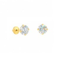 Brinco moissanite de ouro 18k ponto de luz 4mm