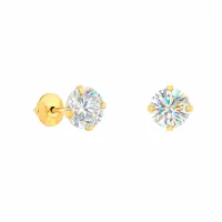 Brinco moissanite ouro 18k ponto de luz 5mm