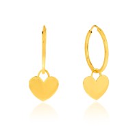 Argola de ouro com pingente 18k coração