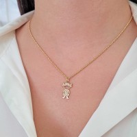 Pingente menina de ouro 18k cravejada III