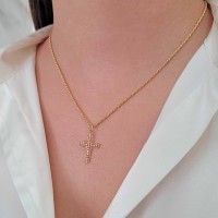 Pingente cruz de ouro 18k Fé
