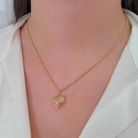 Pingente coração de ouro 18k rendado cheio P