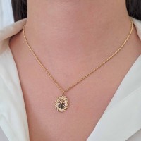 Pingente Nossa Senhora de ouro 18k rodinada medalha