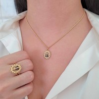 Pingente Nossa Senhora de ouro 18k rodinada medalha
