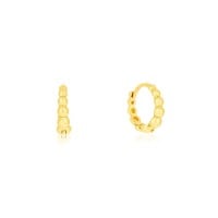 Brinco de argola de ouro 18k bolinhas 3o furo P