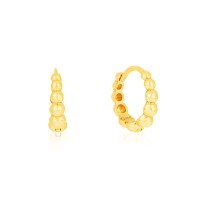 Brinco de argola de ouro 18k bolinhas 1o furo G
