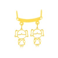 Corrente De Ouro 18k + Pingente De Ouro 18k Vazado Menino Menina 