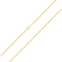 Corrente feminina de ouro 18k 45cm - 1,85g singapura torcida foto fecho da corrente 