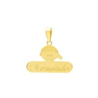 Pingente de ouro 18k placa filho / menino com nome personalizado