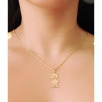 Pingente de ouro 18k filho / menino com nome personalizado