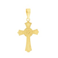 Pingente cruz de São Bento ornamentada ouro 18k