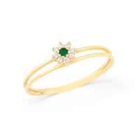 Anel de ouro 18k chuveiro pedra verde