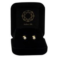 Brinco de ouro 18k estrela com perola natural 4mm foto na caixinha de veludo 