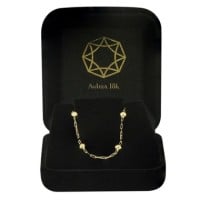 Pulseira De Ouro 18k Bolinha Infantil E Brinco 3mm