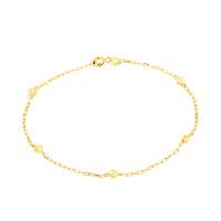 Pulseira de ouro 18k bolinhas 3mm feminina 18cm