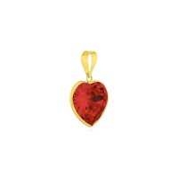 Pingente de ouro 18k coração zircônia 8mm vermelha