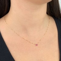 Pingente ponto de luz mini vermelho ouro 18k