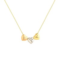 Gargantilha de ouro 18k com coração ouro amarelo branco rosê