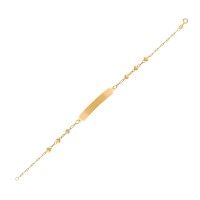 Pulseira De Ouro 18k Infantil (Bebê) Placa Para Nome E Bola