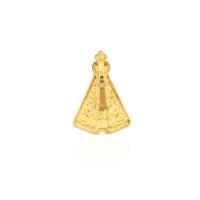 Pingente de ouro 18k Nossa Senhora Aparecida com manto em rodio negro mini