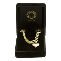 Pulseira de ouro 18k Feminina com pingente de coracao em ouro rose foto na caixinha de veludo 
